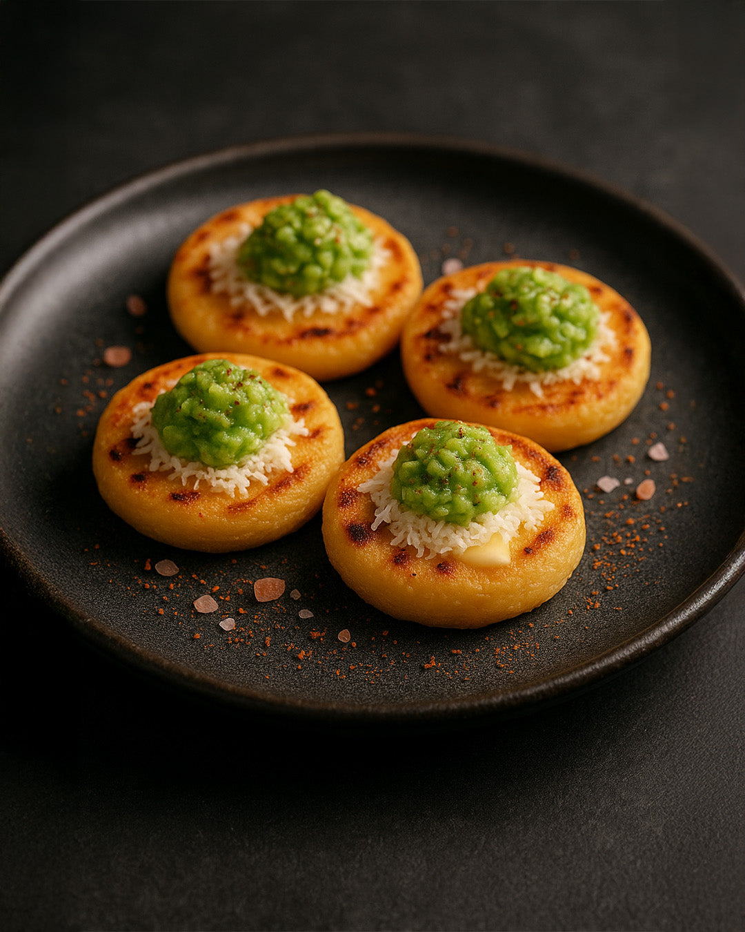 Arepitas de mantequilla con topping parrillero